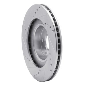 Saab 9-2X Brake Rotor (1) - Front Right - R1 Concepts - Drilled & Slotted - Silver - `01-`08